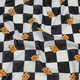 Mercerized Organic Egyptian Cotton Voile - Black, White and Yellow Pizza Check - Toulouse Collection