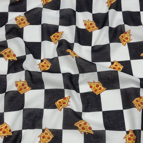 Mercerized Organic Egyptian Cotton Voile - Black, White and Yellow Pizza Check - Toulouse Collection