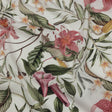 Mercerized Organic Egyptian Cotton Voile - Green, Pink and White Tropical Flowers - Toulouse Collection