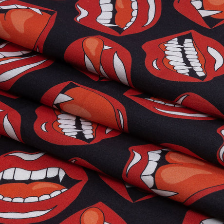 Mercerized Organic Egyptian Cotton Shirting - Red and Black Vampire Lips - Ravello Collection