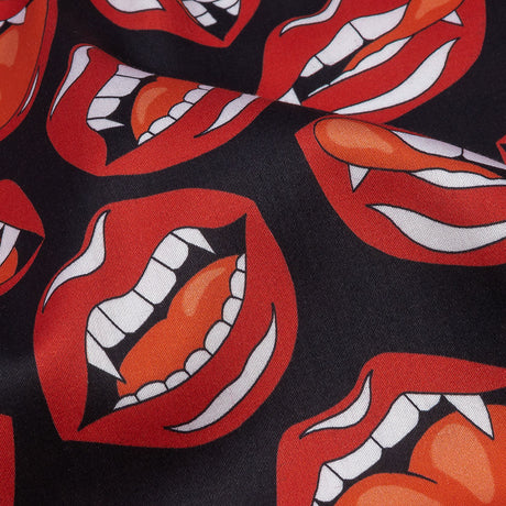 Mercerized Organic Egyptian Cotton Shirting - Red and Black Vampire Lips - Ravello Collection