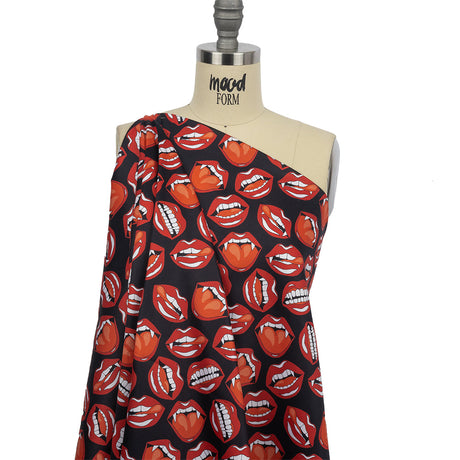 Mercerized Organic Egyptian Cotton Shirting - Red and Black Vampire Lips - Ravello Collection