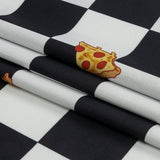 Mercerized Organic Egyptian Cotton Shirting - Black, White and Yellow Pizza Check - Ravello Collection