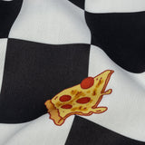 Mercerized Organic Egyptian Cotton Shirting - Black, White and Yellow Pizza Check - Ravello Collection