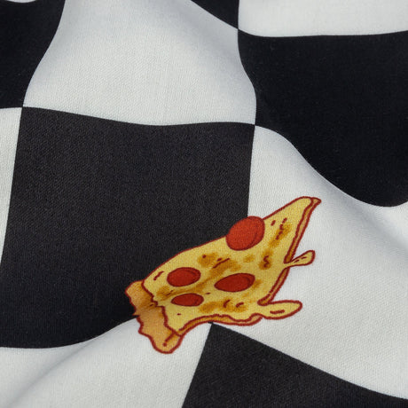 Mercerized Organic Egyptian Cotton Shirting - Black, White and Yellow Pizza Check - Ravello Collection
