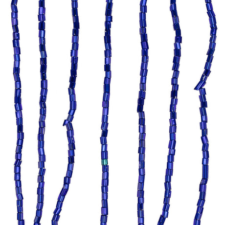 Blue Beaded Fringe on Braided Lip - 5"