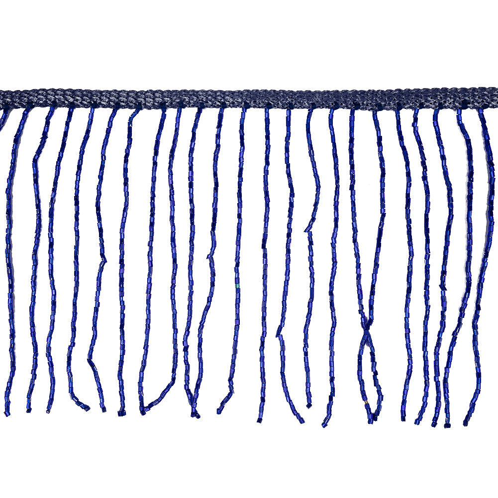 Blue Beaded Fringe on Braided Lip - 5"