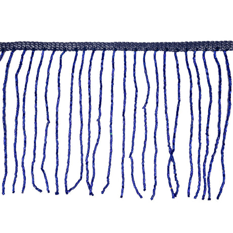 Blue Beaded Fringe on Braided Lip - 5"
