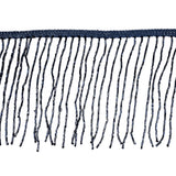 Dark Blue Beaded Fringe on Braided Lip - 5"