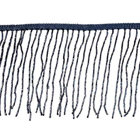 Dark Blue Beaded Fringe on Braided Lip - 5"