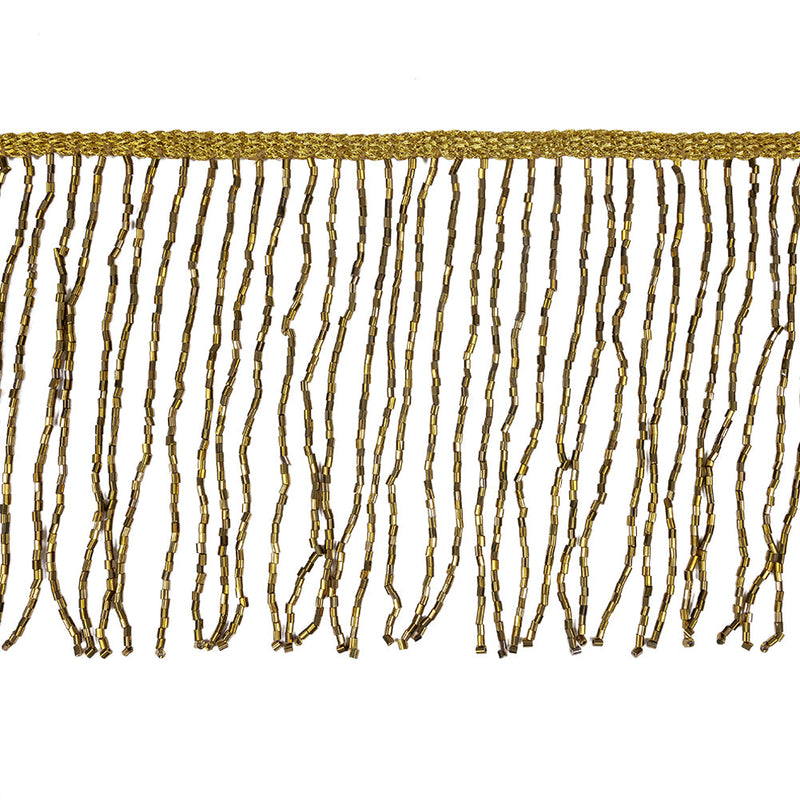 Dark Gold Beaded Fringe on Braided Lip - 5"