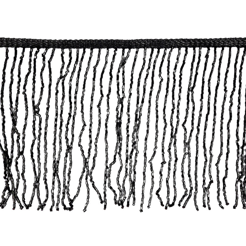 Charcoal Beaded Fringe on Braided Lip - 5"