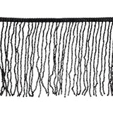 Charcoal Beaded Fringe on Braided Lip - 5"