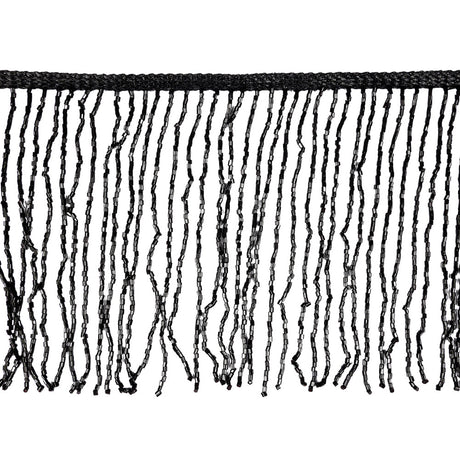 Charcoal Beaded Fringe on Braided Lip - 5"