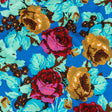 Balenciaga Italian Blue, Mustard and Red Roses Stretch Cotton Twill