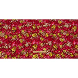 Balenciaga Italian Hot Pink and Yellow Abstracted Watercolor Flowers Stretch Cotton Jersey