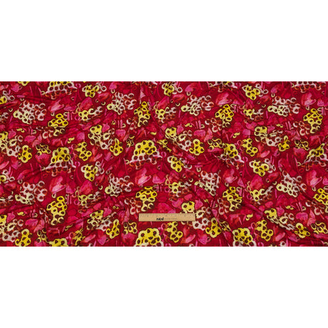 Balenciaga Italian Hot Pink and Yellow Abstracted Watercolor Flowers Stretch Cotton Jersey