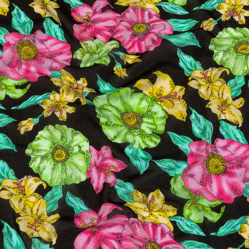 Balenciaga Italian Pink, Yellow and Lime Floral Viscose Pique Knit