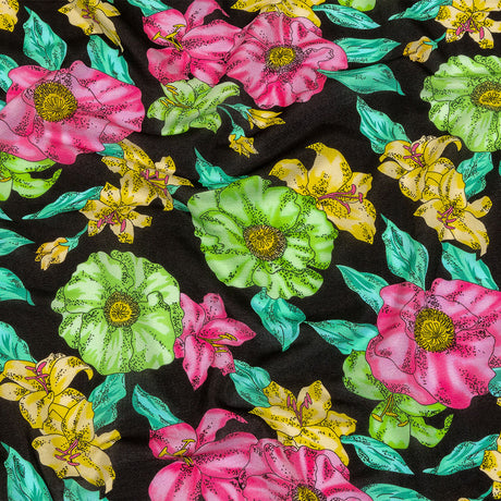 Balenciaga Italian Pink, Yellow and Lime Floral Viscose Pique Knit