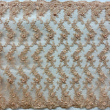 Beaded Floral Lace Fabric 3D Embroidered Net Mesh 52" Wide