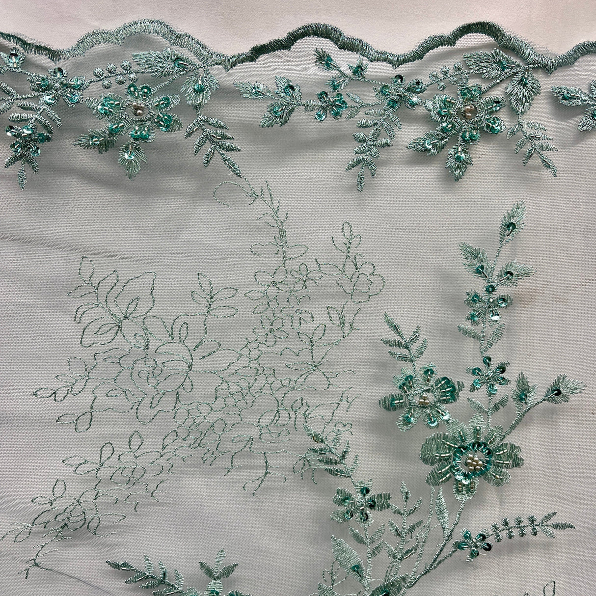 Beaded Floral Lace Mesh