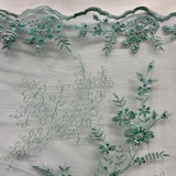 Beaded Floral Lace Fabric on Polyester Net Mesh