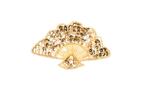 Embroidered Applique Gold Sequins Fan Patch
