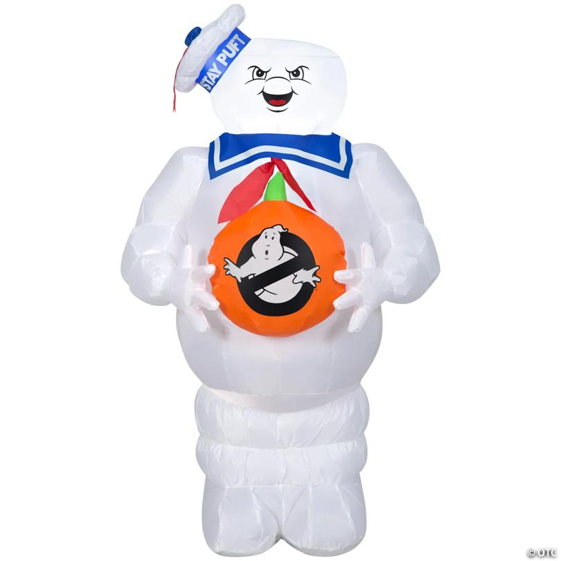 42" Airblown® Blowup Inflatable Ghostbusters Stay Puft Marshmallow Man with Jack-O-Lantern Halloween Outdoor Yard Decoration