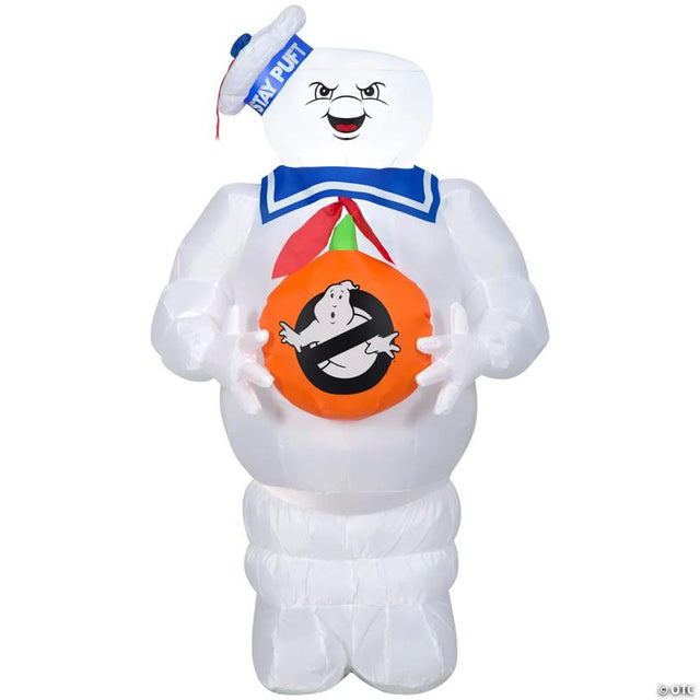 42" Airblown® Blowup Inflatable Ghostbusters Stay Puft Marshmallow Man with Jack-O-Lantern Halloween Outdoor Yard Decoration