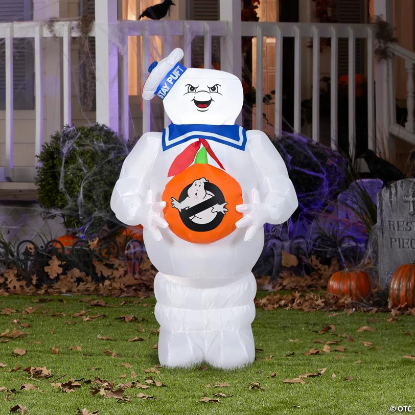 42" Airblown® Blowup Inflatable Ghostbusters Stay Puft Marshmallow Man with Jack-O-Lantern Halloween Outdoor Yard Decoration