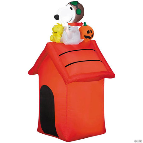 42-Inch Airblown Inflatable Peanuts Halloween Snoopy Flying Ace Doghouse Yard Decoration