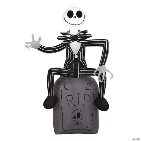 42-Inch Airblown Inflatable Jack Skellington on Tombstone Yard Decoration