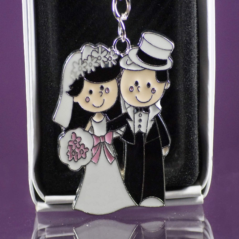 Wedding Couple Metal Keychain 2 Inch 12pcs Party Favor