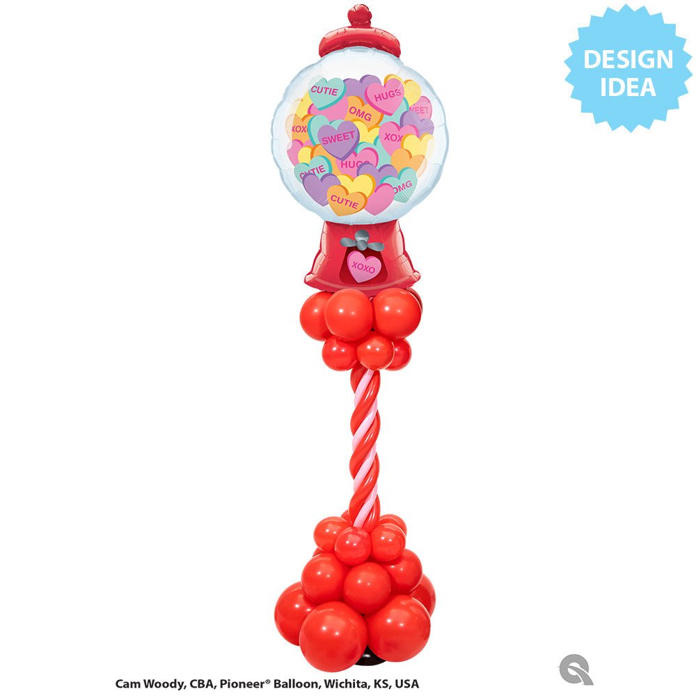 Foil Balloon Candy Hearts Gumball Machine 43 Inch