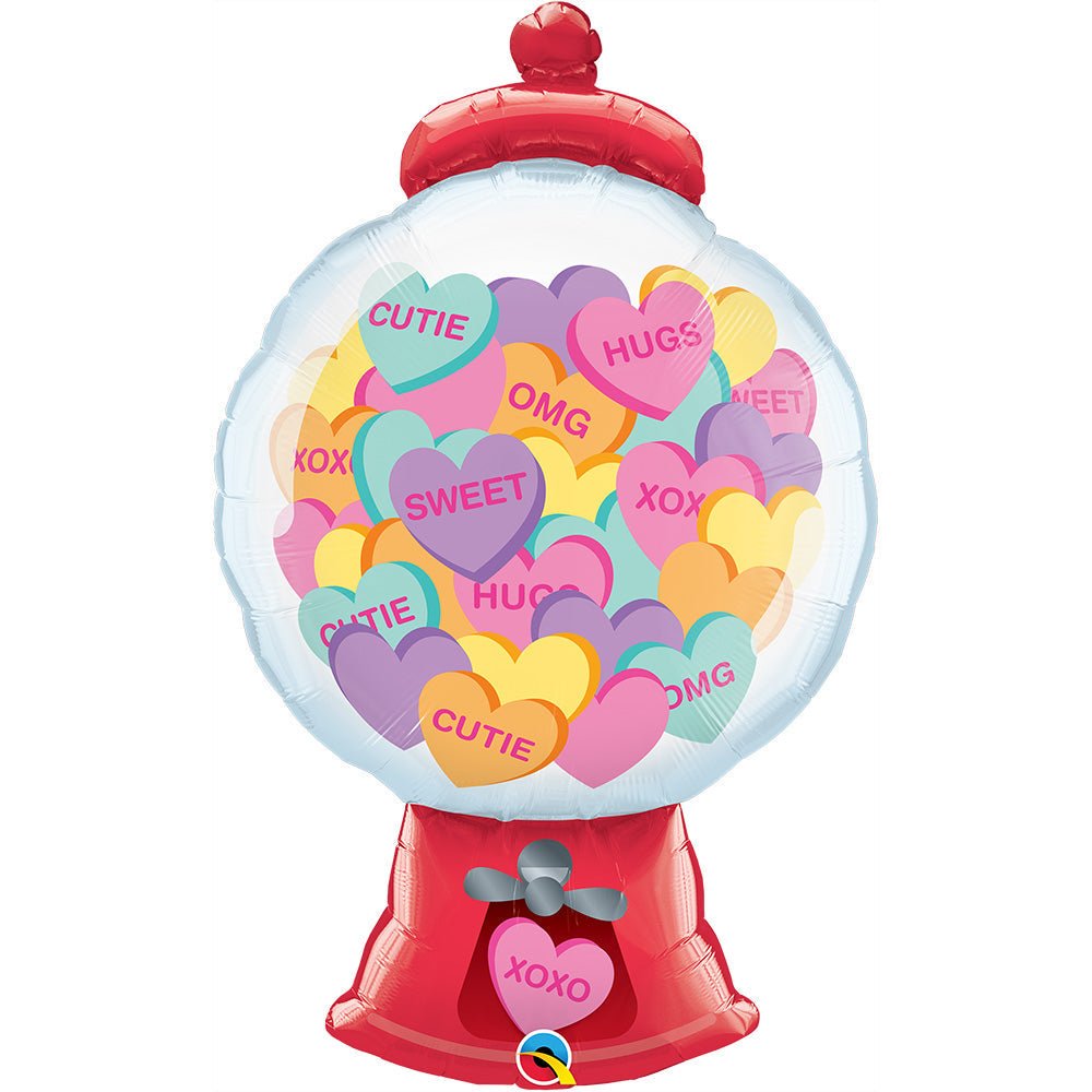 Foil Balloon Candy Hearts Gumball Machine 43 Inch
