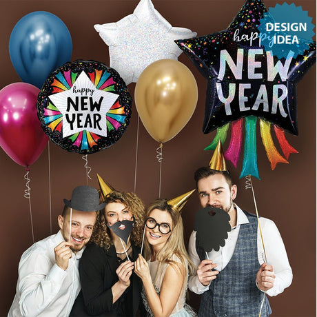 New Year Star Streamers Foil Balloon