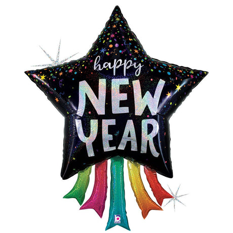 New Year Star Streamers Foil Balloon