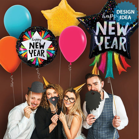 New Year Star Streamers Foil Balloon