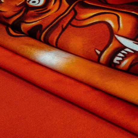 Balenciaga Italian Orange and Black Dragon and Smoke Stretch Cotton Jersey
