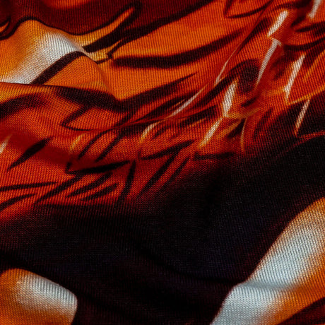 Balenciaga Italian Orange and Black Dragon and Smoke Stretch Cotton Jersey