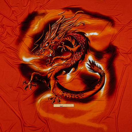Balenciaga Italian Orange and Black Dragon and Smoke Stretch Cotton Jersey