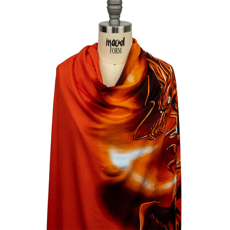 Balenciaga Italian Orange and Black Dragon and Smoke Stretch Cotton Jersey