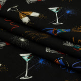Balenciaga Italian Black, Blue and Gold Celebration Toast Stretch Cotton Jersey