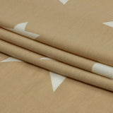 Beige and Star White Stars Stretch Polyester and Rayon French Terry