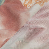 Pink, Orange and Sage Roses and Tie Dye Stretch Polyester and Rayon French Terry