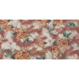 Pink, Orange and Sage Roses and Tie Dye Stretch Polyester and Rayon French Terry