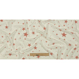 Cloud Dancer and Coral Almond Stars Stretch Polyester and Rayon French Terry