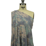Beige, Gray and Mint Tie Dye Splash Stretch Polyester and Rayon French Terry