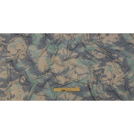Beige, Gray and Mint Tie Dye Splash Stretch Polyester and Rayon French Terry