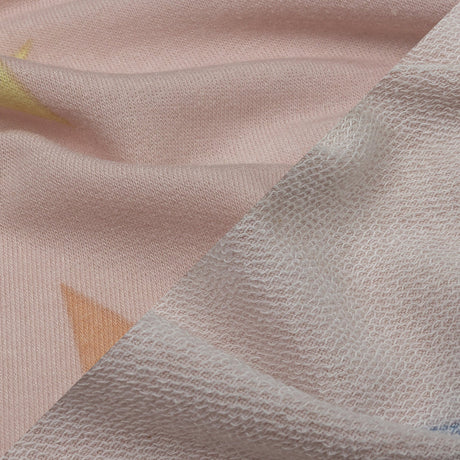 Pink and Rainbow Stars Stretch Polyester and Rayon French Terry